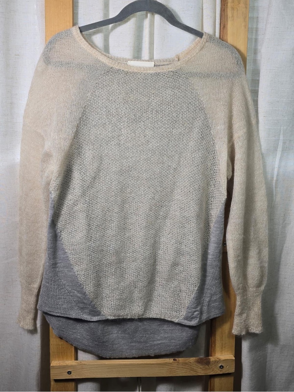 Anthropology Sita murt Lightweight  Crewneck Sweater - Beige and Gray